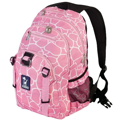 red backpack for bold style -Wildkin Giraffe Serious Backpack, Pink, One Size