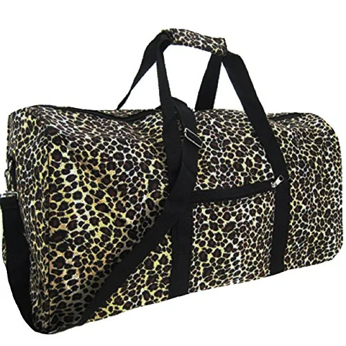 leather duffel bags for luxe trips -World Traveler 22 Inch Duffle Bag, Leopard, One Size