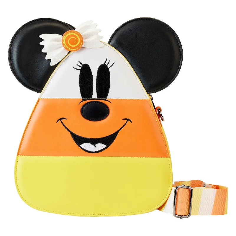 Soft velvet crossbody bag-LOUNGEFLY DISNEY MICKEY AND MINNIE CANDY CORN CROSSBODY