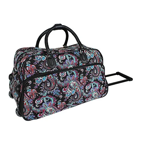 chic duffel bags for urban trips -World Traveler 21-Inch Carry-On Rolling Duffel Bag, Paisley, One Size