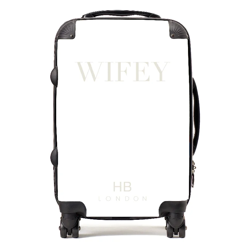 safe suitcase for secure packing -Personalised White WIFEY Suitcase