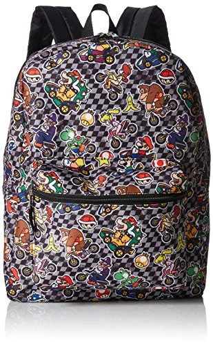 premium backpack for elite travel -Nintendo Boys' Mario All Over Print Backpack, Black