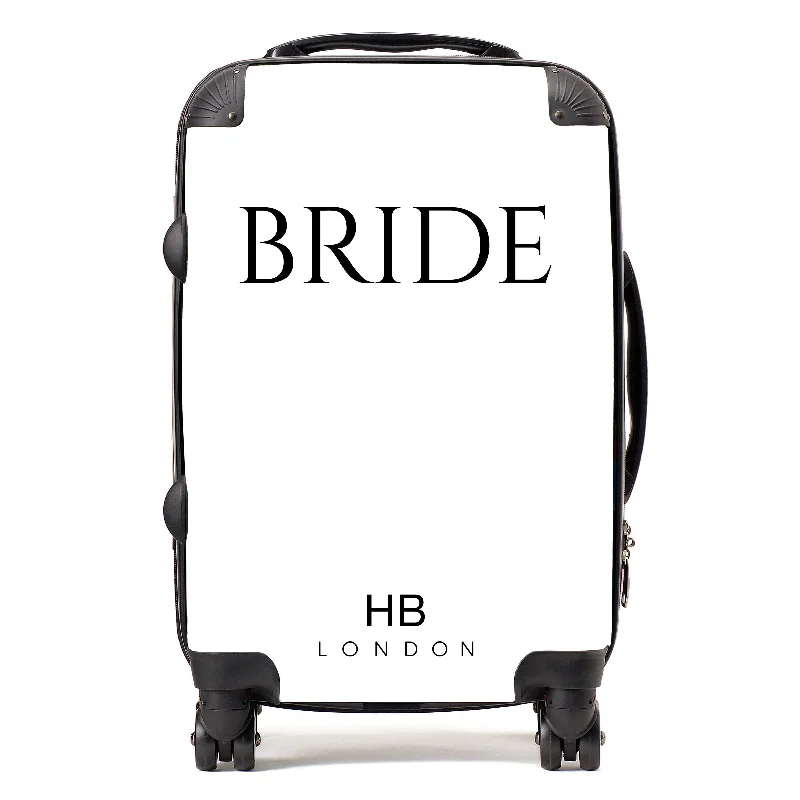 collapsible suitcase for home storage -Personalised White BRIDE with Classic Font Suitcase