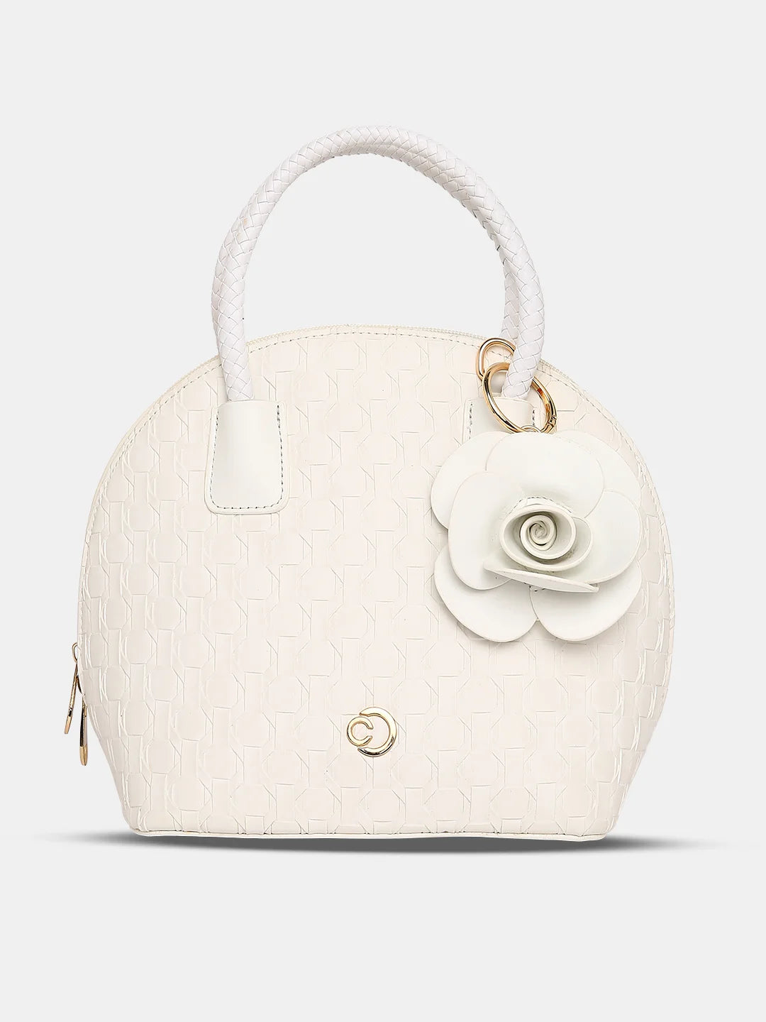 Soft tan crossbody bag-Caprese Rosa Satchel Medium White