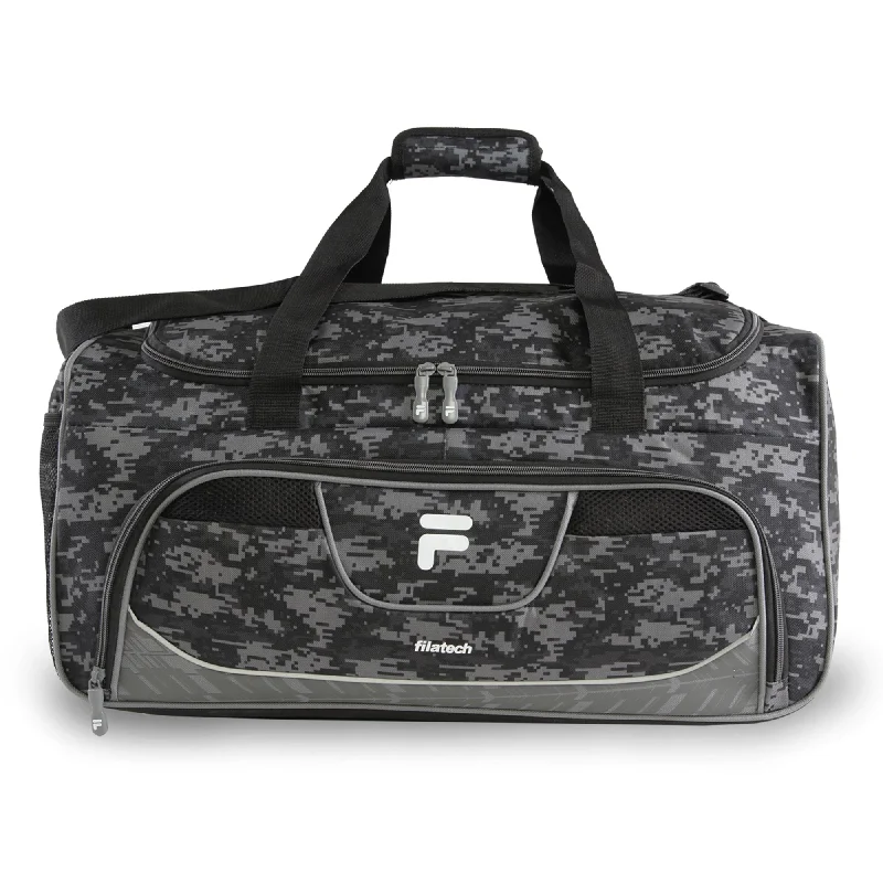 rugged duffel bags for harsh conditions -Fila Speedlight Medium Duffel Gym Sports Bag, Grey Digi Camo, One Size