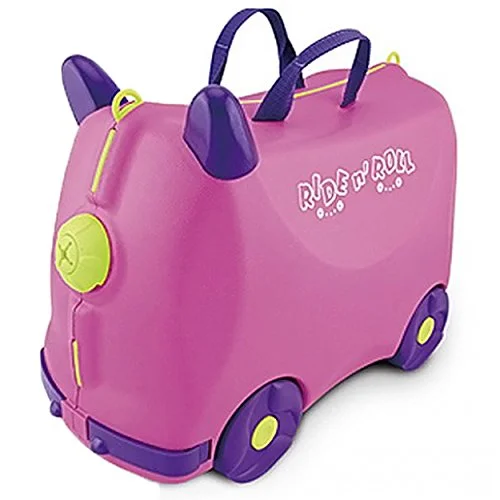 elegant suitcase for fine travel -IQ Toys Ride N Roll Suitcase, Travel Luggage & Storage Bag Pink