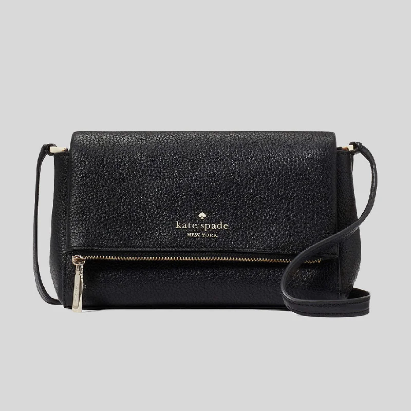 Durable canvas crossbody bag-KATE SPADE Leila Mini Zip Crossbody Black RS-KE487