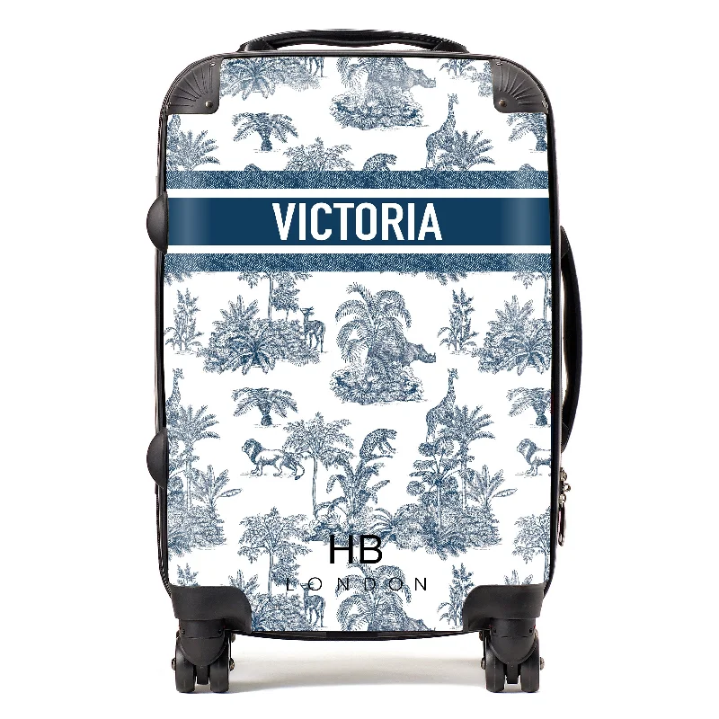 big suitcase for extra packing -Personalised Navy Safari Toile with Designer Font Initial Suitcase