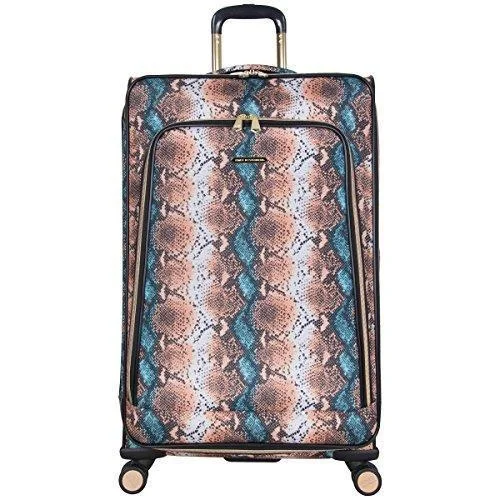 heavy-duty suitcase for big gear -Aimee Kestenberg Women'S Bali 28" 600D Printed Polyester Expandable 8-Wheel Upright Luggage, Blue