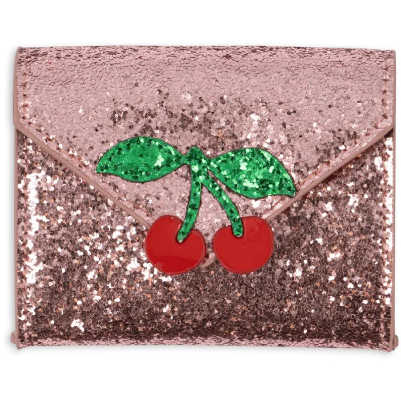 Oversized black purses & wallets-Konges Sløjd Pink Glitter Love Letter Wallet