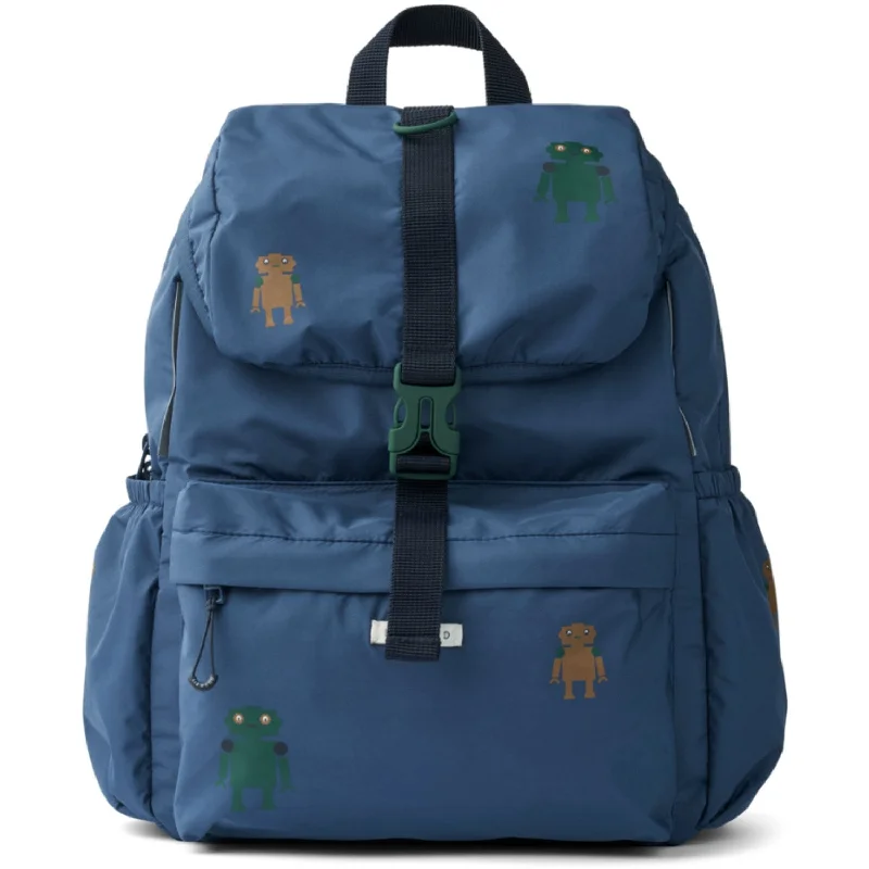 stylish backpack for trendy trips -LieWood Robots / Indigo Blue Christine School Backpack