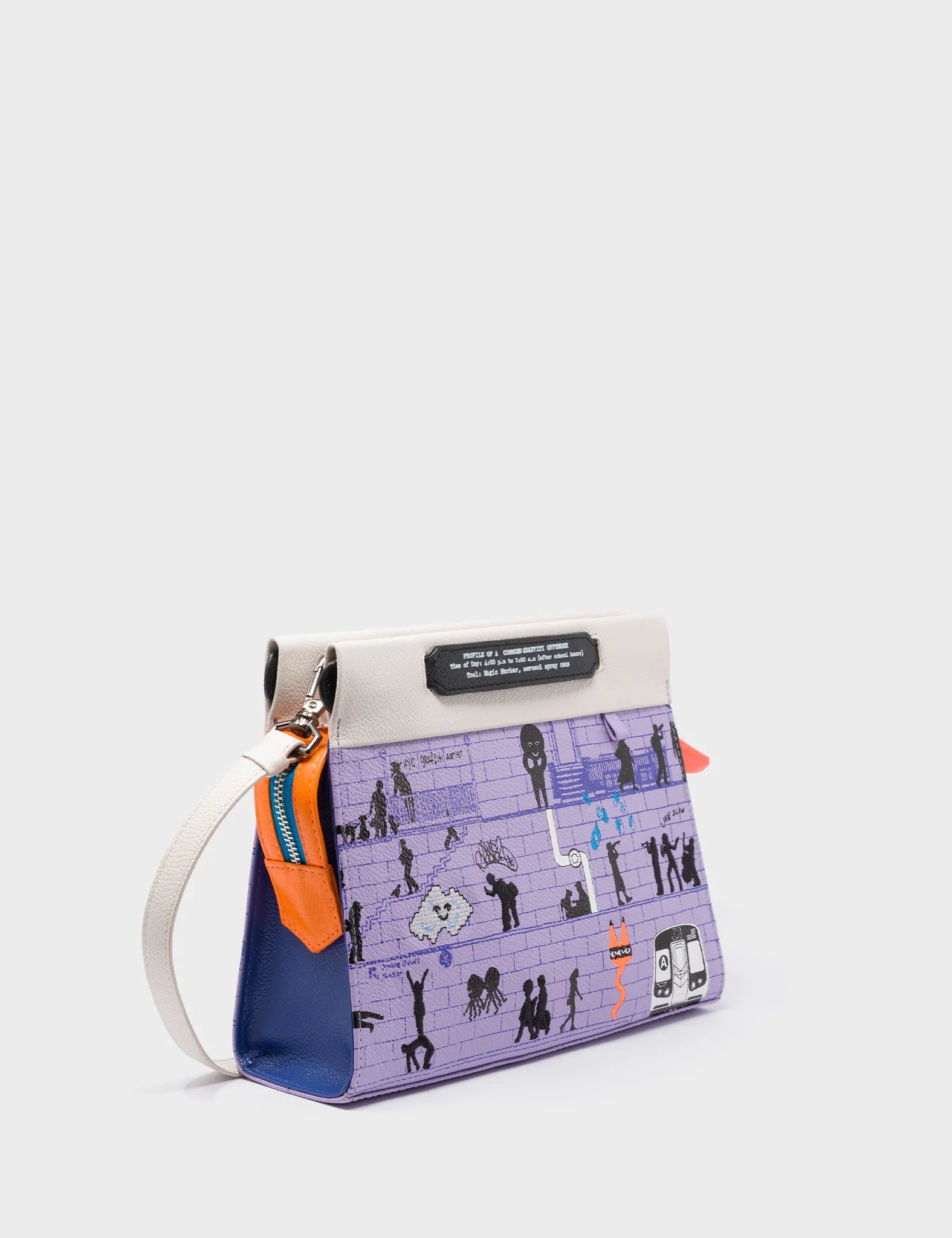 Crocodile brown crossbody bag-Vali Small Crossbody Lavender Leather Bag - Subway Stories Design