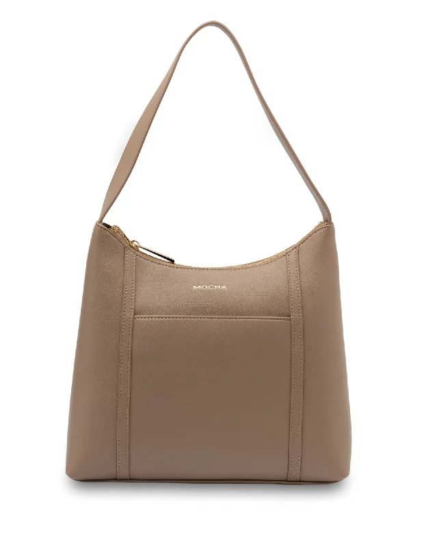 Medium emerald crossbody bag-Mocha Stella Shoulder Bag- Almond