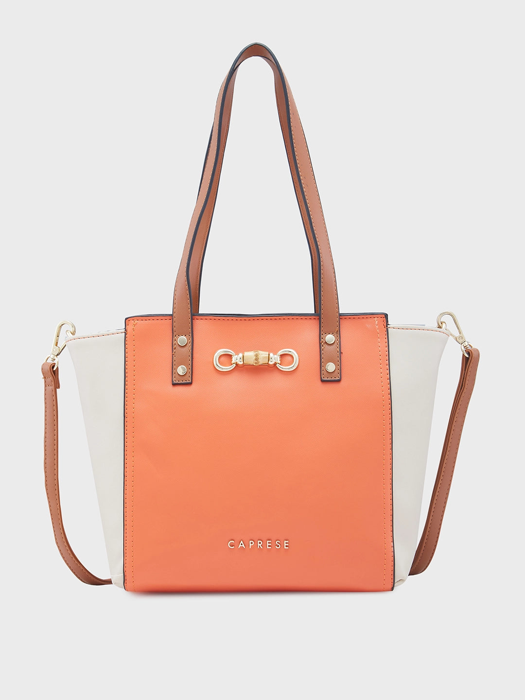 Oversized leather utility crossbody bag-Caprese Eva Satchel Medium Orange