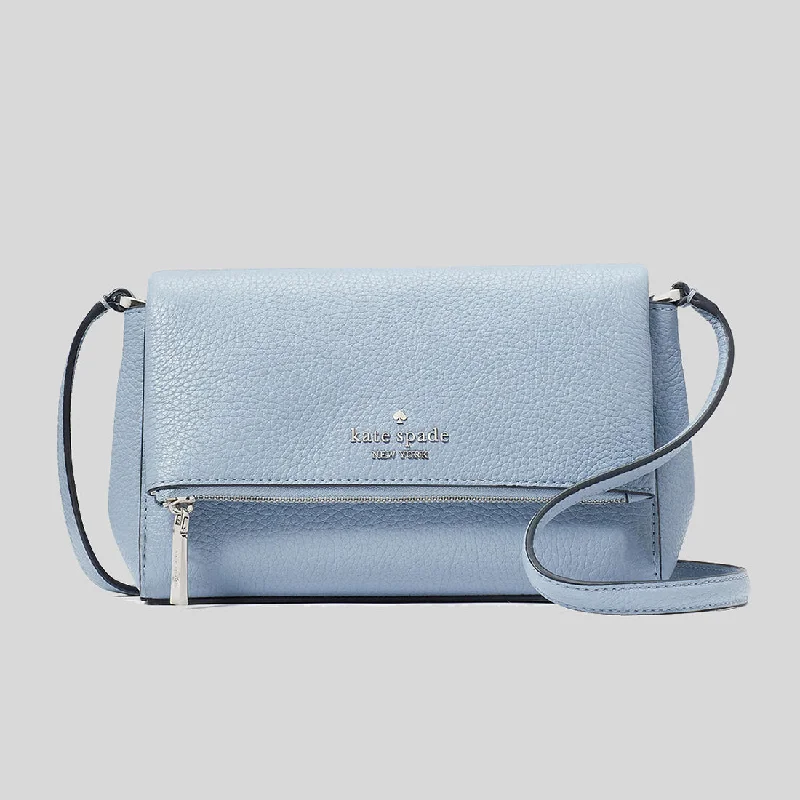 Chic metallic crossbody bag-KATE SPADE Leila Mini Zip Crossbody Muted Blue RS-KE487