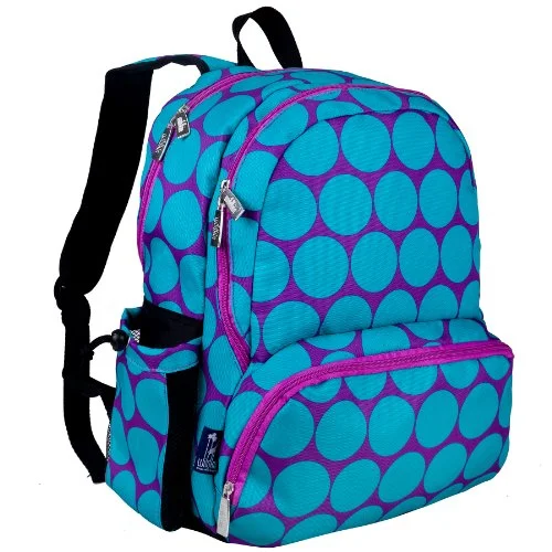 waterproof backpack for rainy hikes -Wildkin Big Dot Aqua 17 Inch Backpack