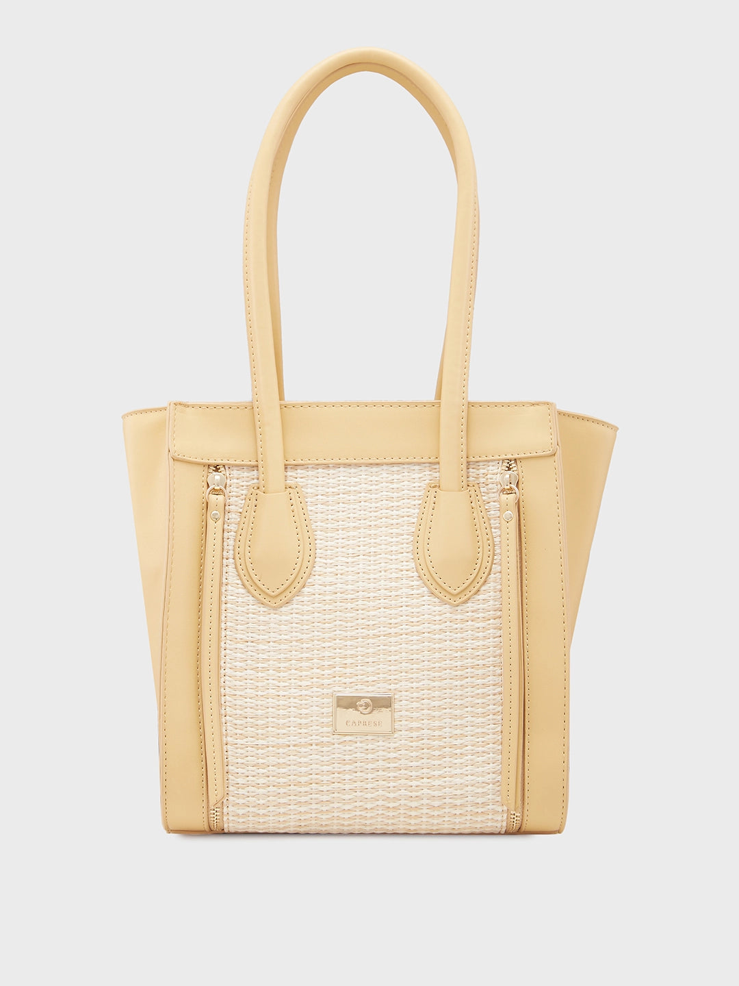 Elegant white crossbody bag-Caprese Georgia Satchel Medium Self Design Women'S Handbag Light Yellow