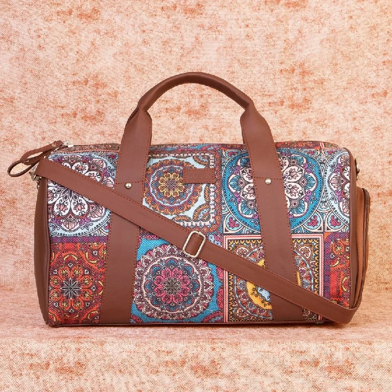 ultralight duffel bags for simple trips -Multicolor Mandala Print Medium Duffel Bag