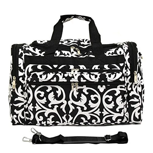 eco-friendly duffel bags for green trips -World Traveler Damask 22-Inch Travel Duffle Bag, Black Trim Damask