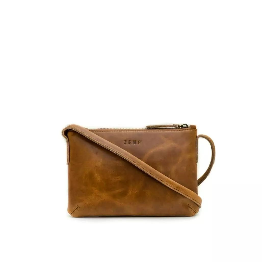 Spacious white crossbody bag-Zemp Harlem Sling Cross Body Bag | Waxy Tan