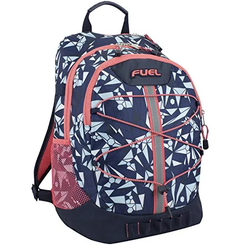 budget backpack for cheap journeys -Fuel Terra Sport Spacious School Backpack With Front Bungee, Blue/Coral