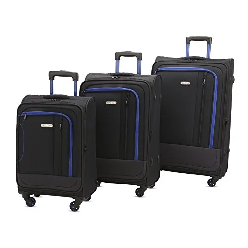 cheap suitcase for thrifty journeys -3 Pc Luggage Set Durable Lightweight Soft Case Spinner Suitecase Lug3 Jz787 Black/Dark