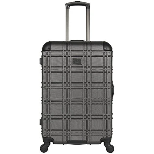 vacation suitcase for holiday travel -Ben Sherman Nottingham 24” Lightweight Embossed Pap 4-Wheel Upright Luggage, Charcoal