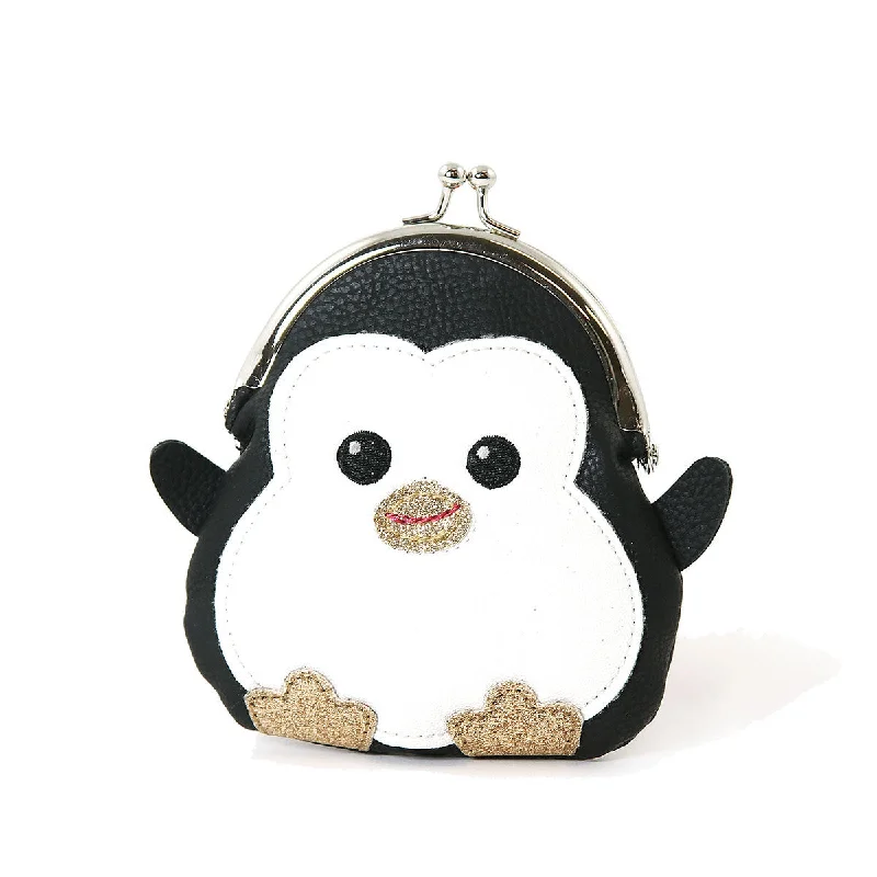 Elegant tan purses & wallets-Chubby Penguin Kisslock Coin Purse