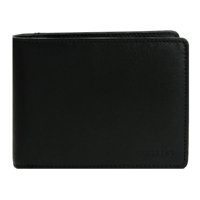 Retro blue purses & wallets-Crossing Vintage Slim Leather Wallet With Coin Pocket [5 Card Slots]