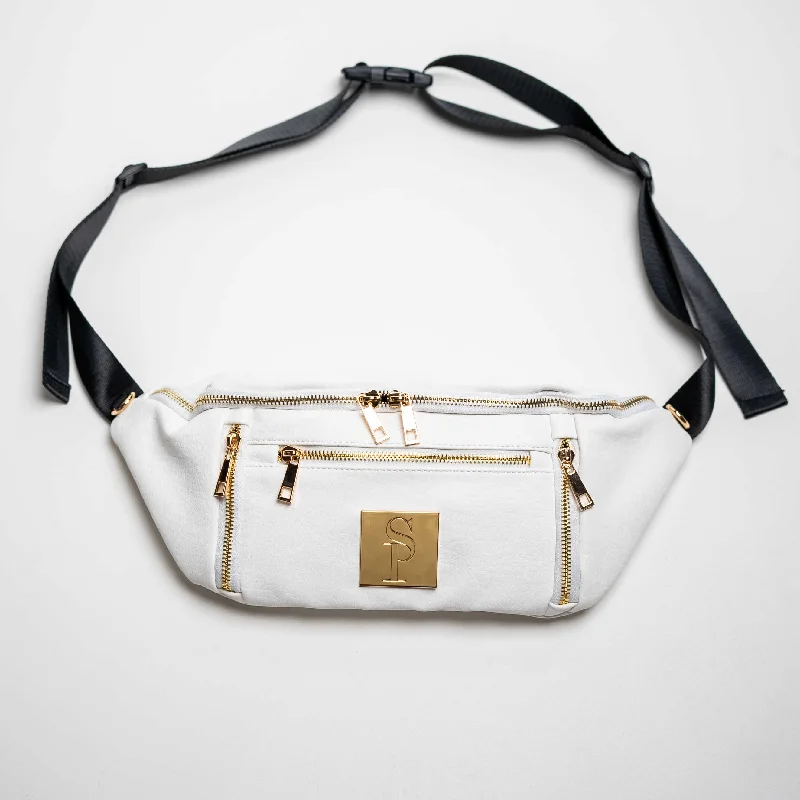 Navy blue office crossbody bag-White Luxury Leather Sling Bag