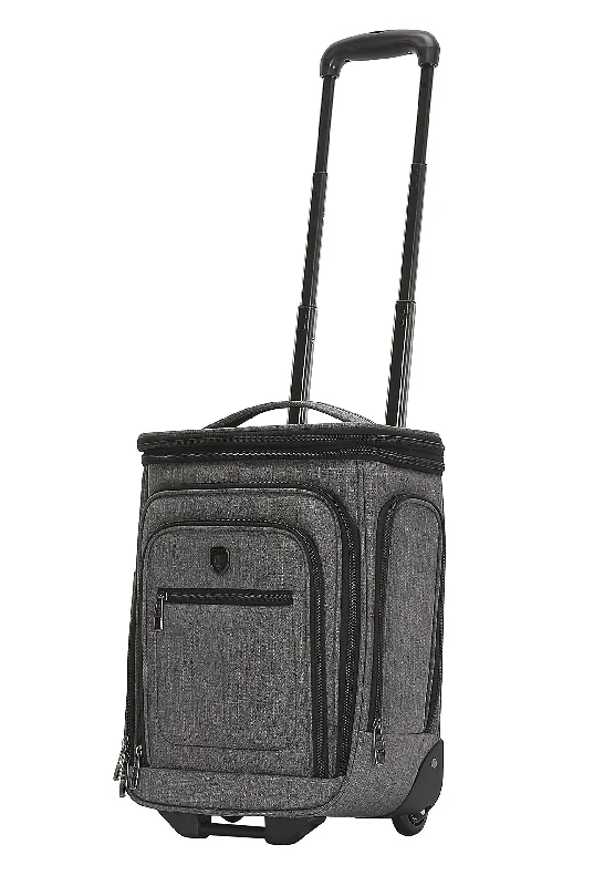 dark suitcase for subtle travel -Travelers Club Luggage 17" Top Expandable Underseater W/Side USB Port Connector, Dark Gray Suitcase, Carry