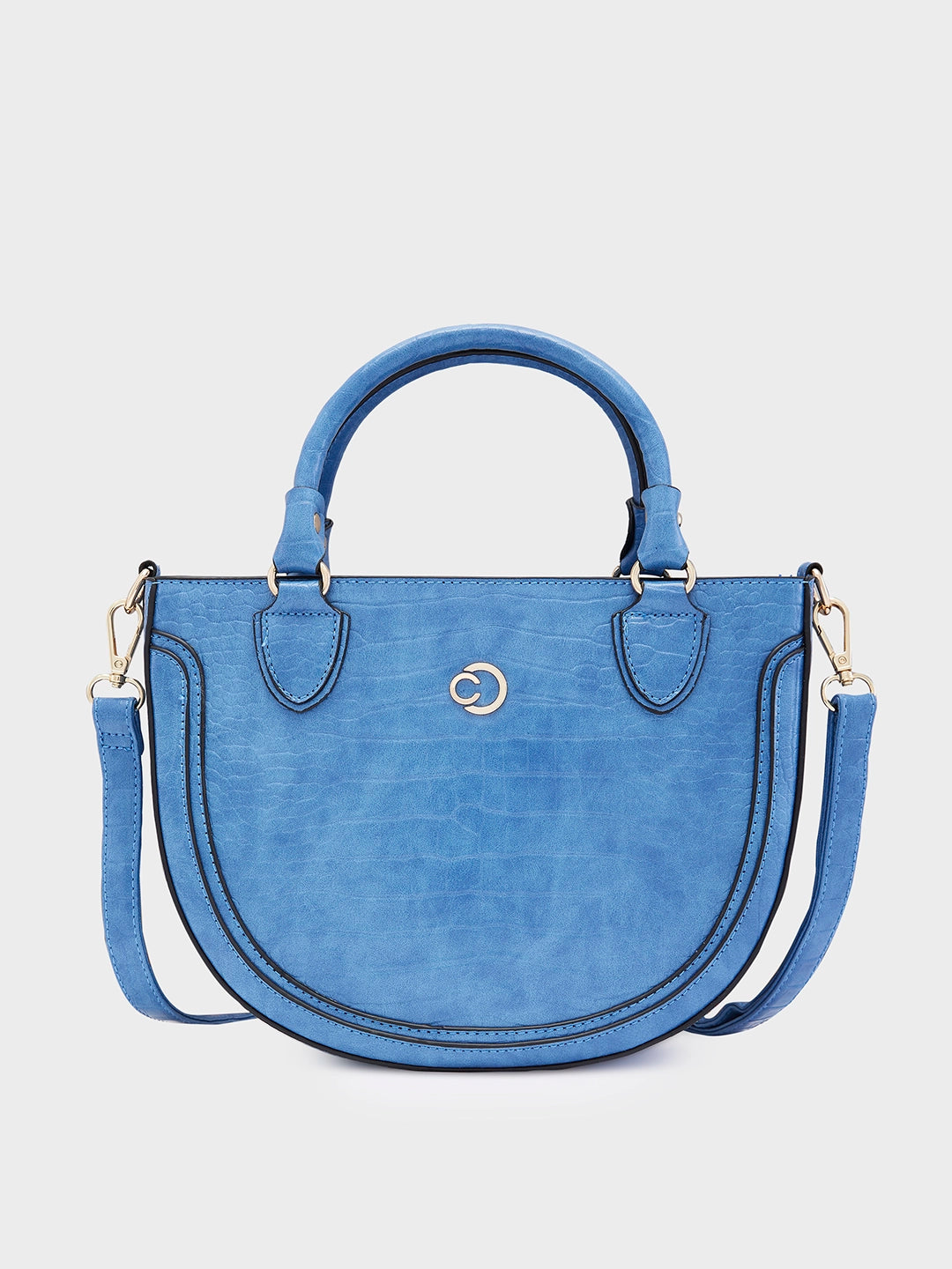 Designer grey crossbody bag-Caprese Nicole Satchel Small Yale Blue