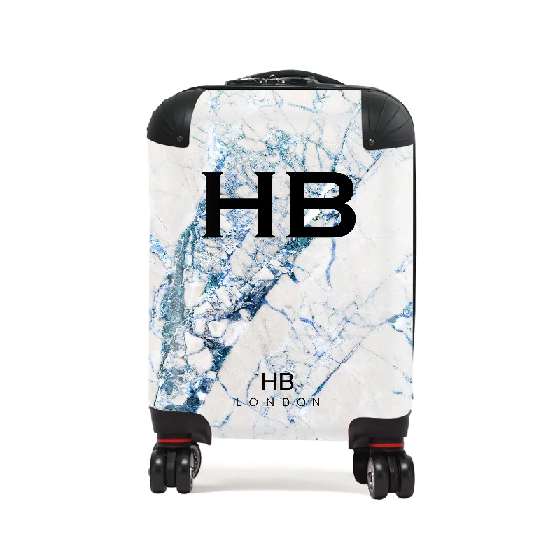 wild suitcase for rugged travel -Personalised Blue Cracked Marble Children's Suitcase