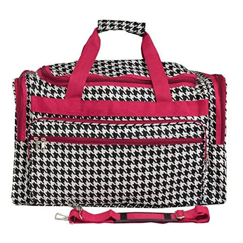 tactical duffel bags for survival gear -World Traveler Houndstooth 22-Inch Travel Duffle Bag, Fuchsia Trim Houndstooth