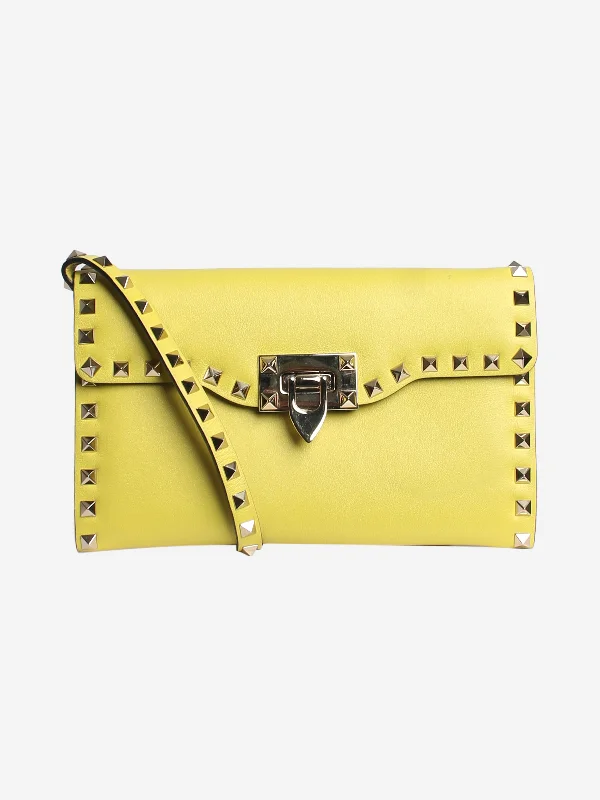 Ruby red clutch crossbody bag-Acid green Rockstud crossbody bag