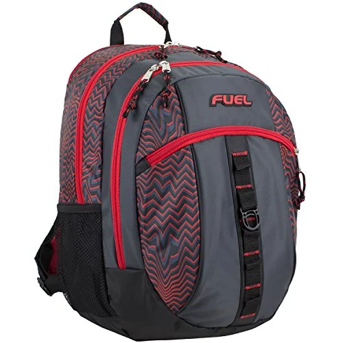 canvas backpack for sturdy trips -Fuel Sport Active Multi-Functional Backpack, Black/Red Wavy Lines