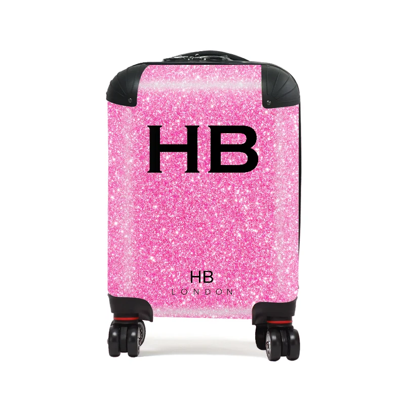 teal suitcase for cool journeys -Personalised Pink Glitter Effect With Black Font Children's Suitcase