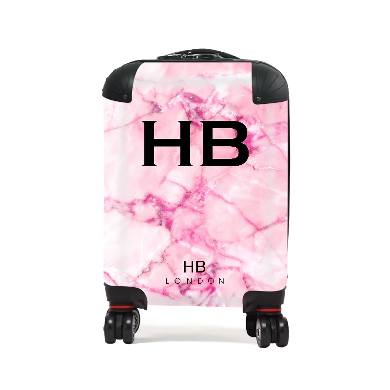 tough suitcase for gear transport -Personalised Pink Shattered Marble Children's Suitcase