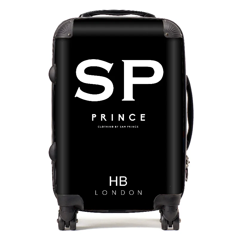 cheap suitcase for fast escapes -Personalised Black with Custom Logo Initial Suitcase