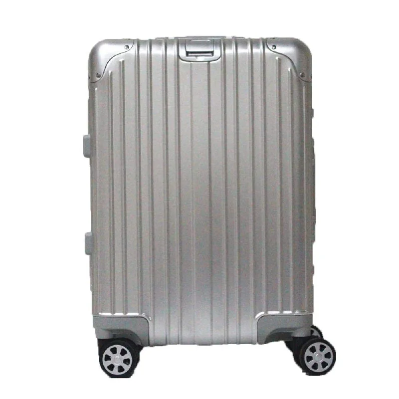 retro suitcase for classic trips -Boarding Suitcase, Aluminum-Magnesium Alloy Trolley Case, Durable Pc Luggage Case, With Tsa Lock Rotating Wheels, Silver, 24 inch