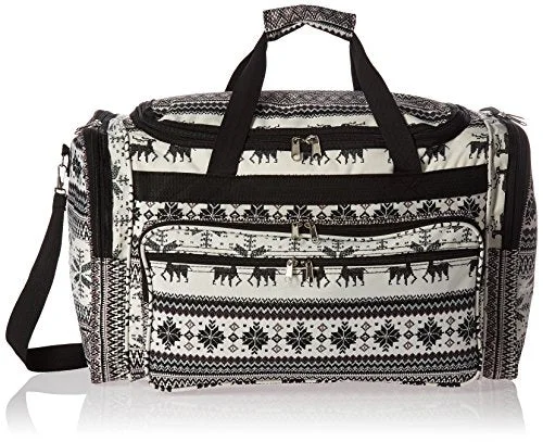 affordable duffel bags for kids’ trips -World Traveler Value Series Winter 22-Inch Carry Deer Duffel Bag, Black Trim Deer, One Size