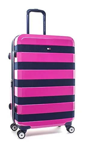 cheap suitcase for fast escapes -Tommy Hilfiger Rugby 25" Expandable Hardside Spinner, Pink