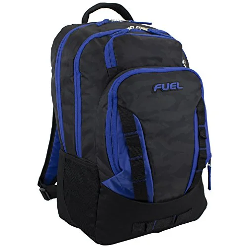 Fuel Escape Travel Backpack, School Bookbag, Durable Camping Or Hiking Backpack - Black/Blue