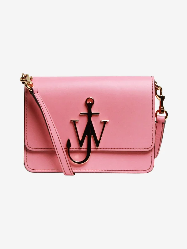 Lightweight grey crossbody bag-Pink Anchor Logo crossbody bag