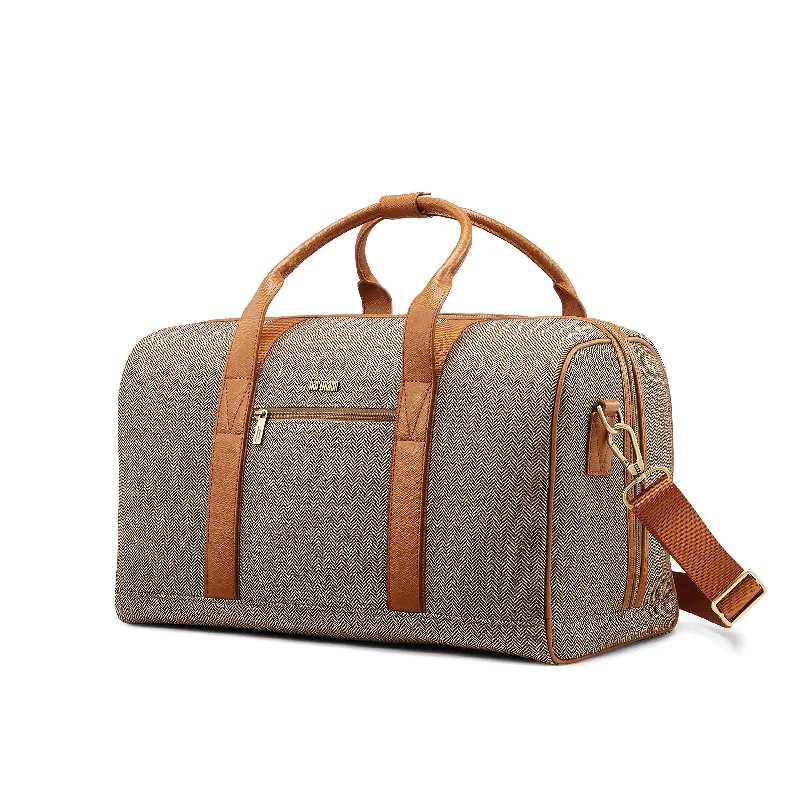 rolling duffel bags for easy moves -Hartmann Herringbone Deluxe Weekend Duffel, Terracotta