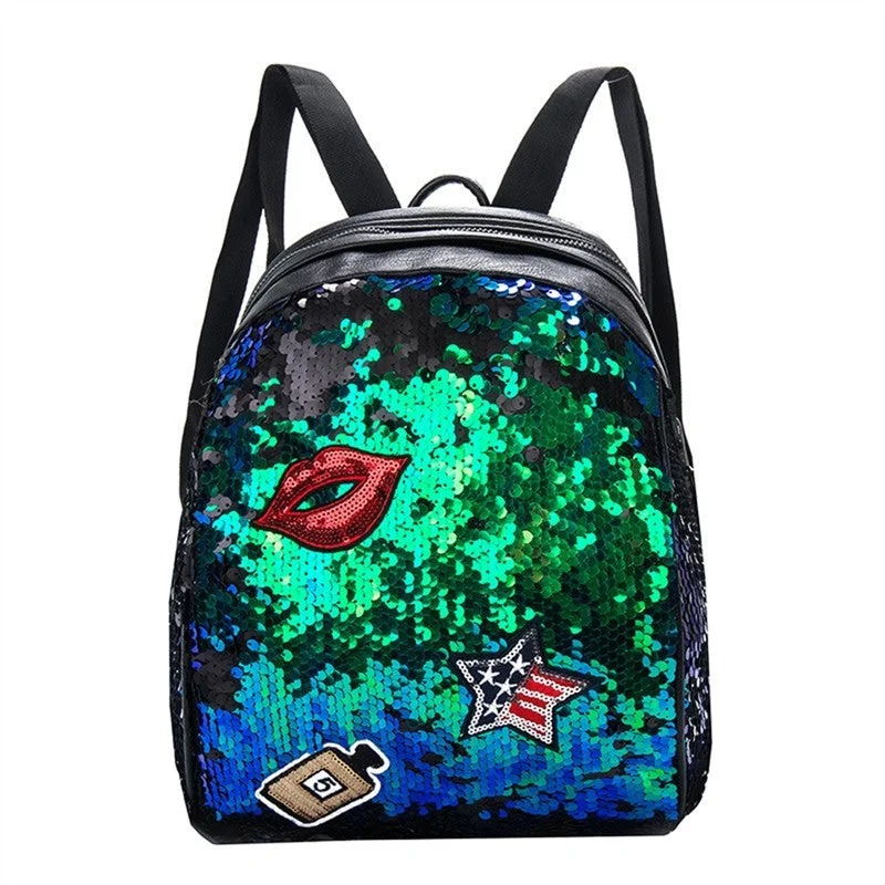 oversized backpack for heavy gear -Bling Sequins Paillette Backpack Purse Casual Daypacks Handbags For Girls Women