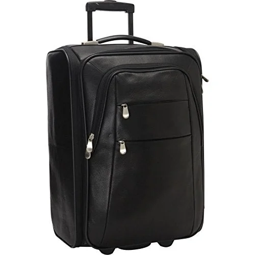 grip suitcase for easy carry -Bellino Leather Folding Luggage, Black