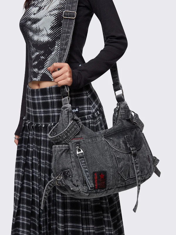 Affordable black crossbody bag-Ayla Denim Crossbody Bag