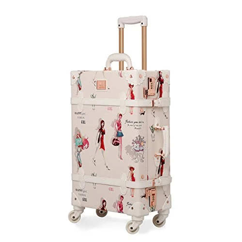 tough suitcase for gear transport -Unitravel Retro Suitcase Vintage Luggage Spinner Wheels PU Women Travel Luggage