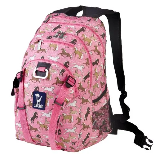 premium backpack for luxury -Wildkin Horses In Pink Serious Backpack